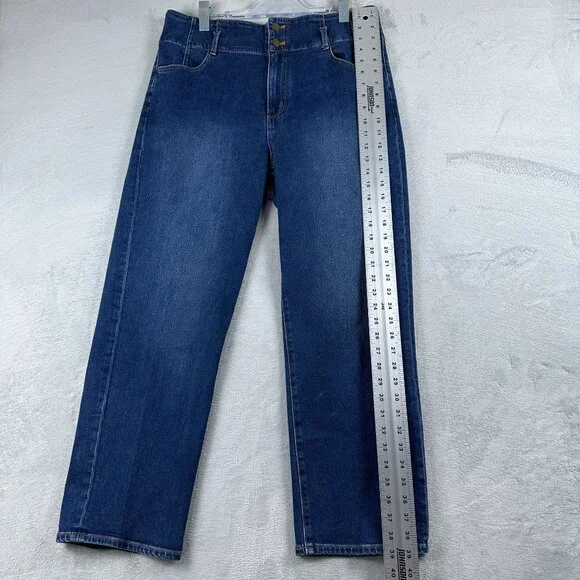Ann Taylor Straight Leg Jeans Womens Size 14 High Waist Medium Wash Blue - Picture 10 of 11